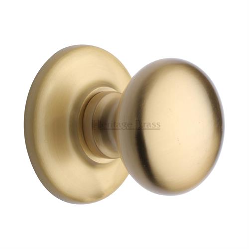 Plain centre door knob, Satin Brass