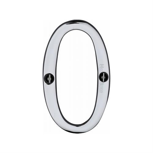 Polished Chrome 76mm High Screw Fix House Number 0