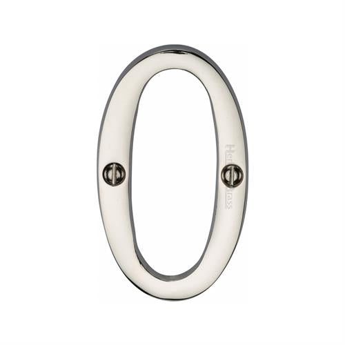 Polished Nickel 76mm High Screw Fix House Number 0