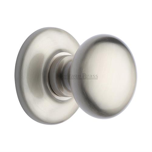 Plain centre door knob, Satin Nickel