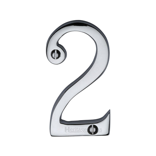 Polished Chrome 76mm High Screw Fix House Number 2