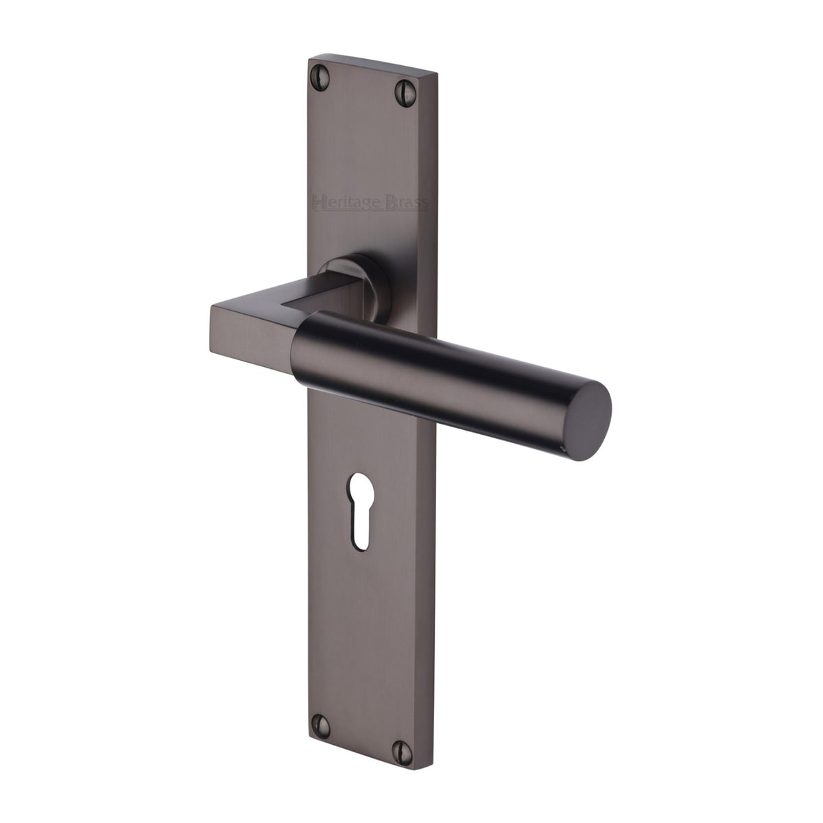 Bauhaus Lever Door Handles On A 200mm Backplate - Standard Key Hole Lock Plate - Matt Bronze