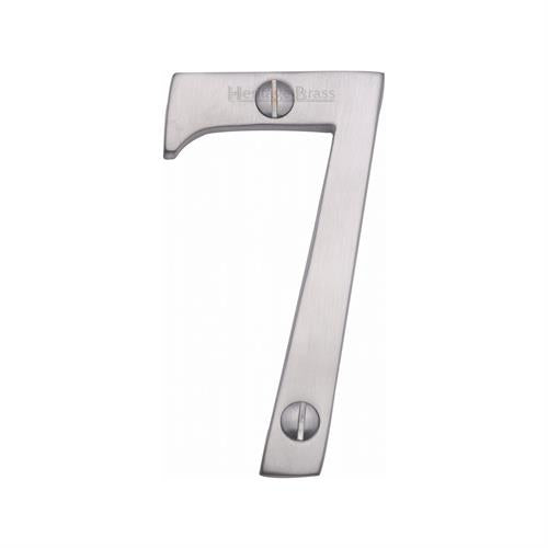 Satin Chrome 76mm High Screw Fix House Number 7