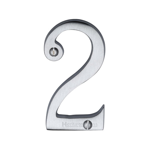 Satin Chrome 76mm High Screw Fix House Number 2