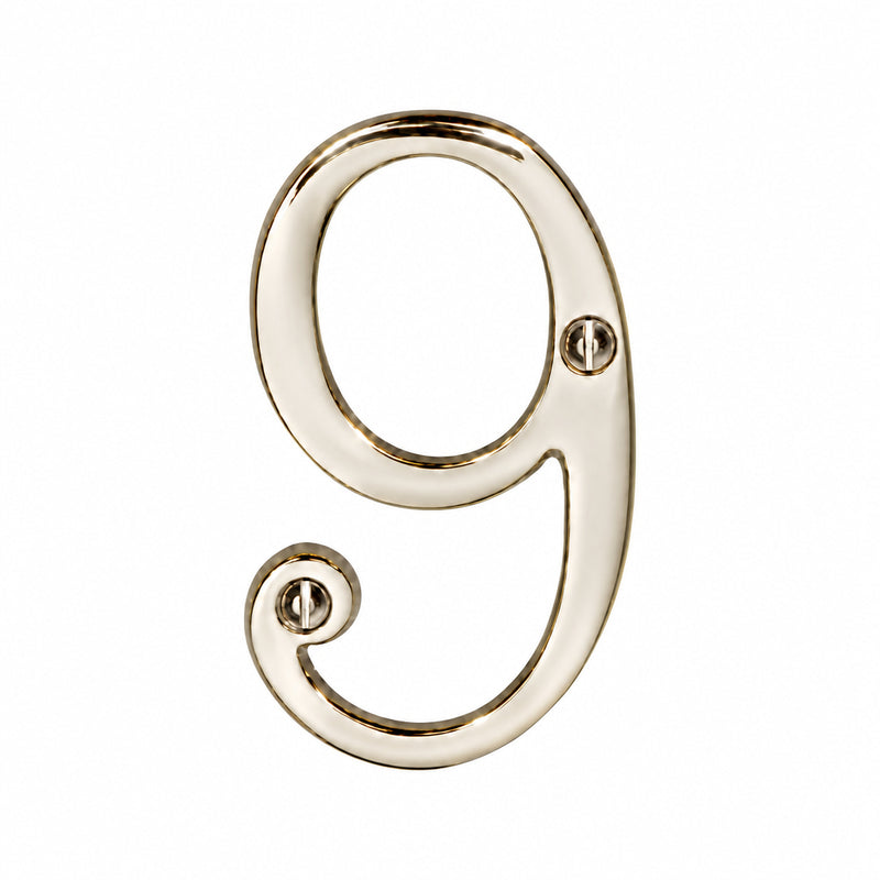 Polished Chrome 76mm High Screw Fix House Number 9