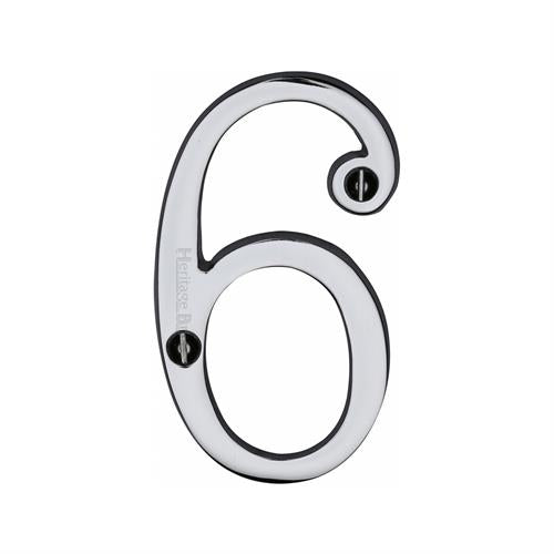 Polished Chrome 76mm High Screw Fix House Number 6