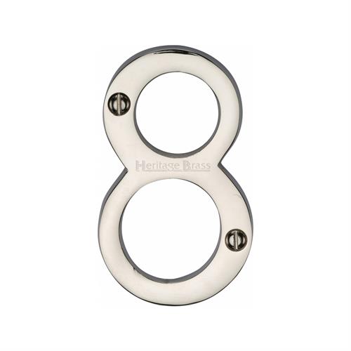 Polished Nickel 76mm High Screw Fix House Number 8
