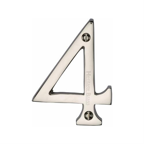 Polished Nickel 76mm High Screw Fix House Number 4