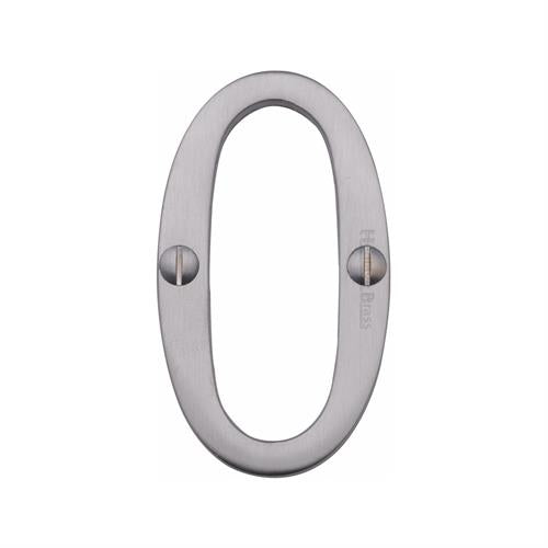 Satin Chrome 76mm High Screw Fix House Number 0
