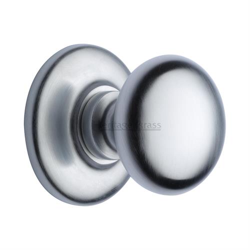 Plain centre door knob, Satin Chrome