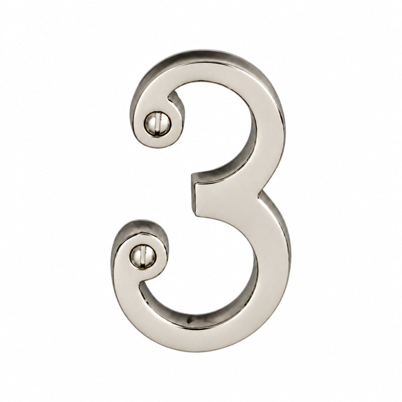 Polished Chrome 76mm High Screw Fix House Number 3