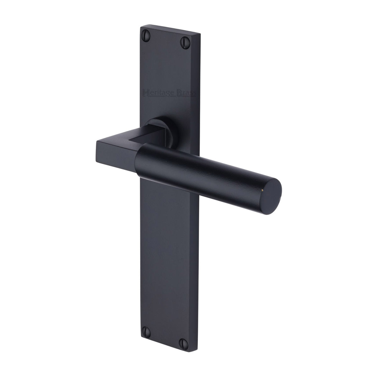 Bauhaus Lever Door Handles On A 200mm Backplate - Plain Latch Plate - Matt Black