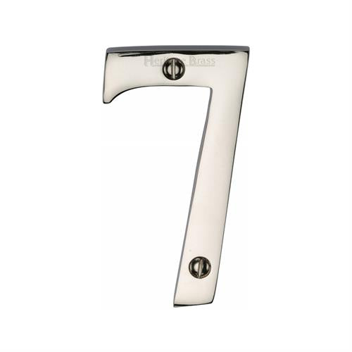 Polished Nickel 76mm High Screw Fix House Number 7