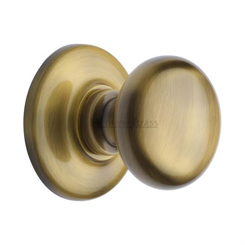 Plain centre door knob, Antique Brass