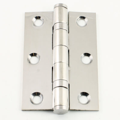 Ball Bearing Hinges - 76mm x 50mm x 2mm - Polished Stainless Steel
