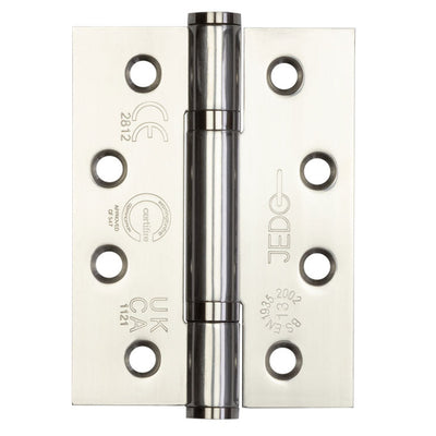 Polymer Bearing Grade 13 Hinges - CE / UKCA Marked - Fired Rated - Certifire Approved - 120kg Weight Limit - 102mm x 76mm - Polished Stainless Steel