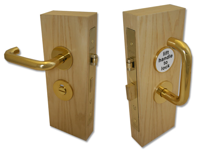 Accessible Toilet Lock & Handle Set For Disabled WC Toilets - Polished Brass