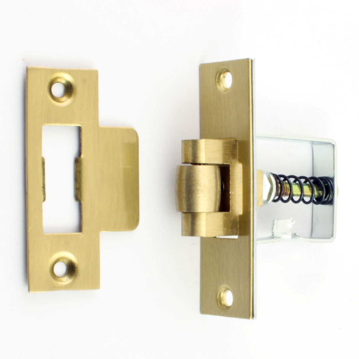 Heavy Duty Adjustable Roller Ball Catch - Brass Forend With Brass Wheel