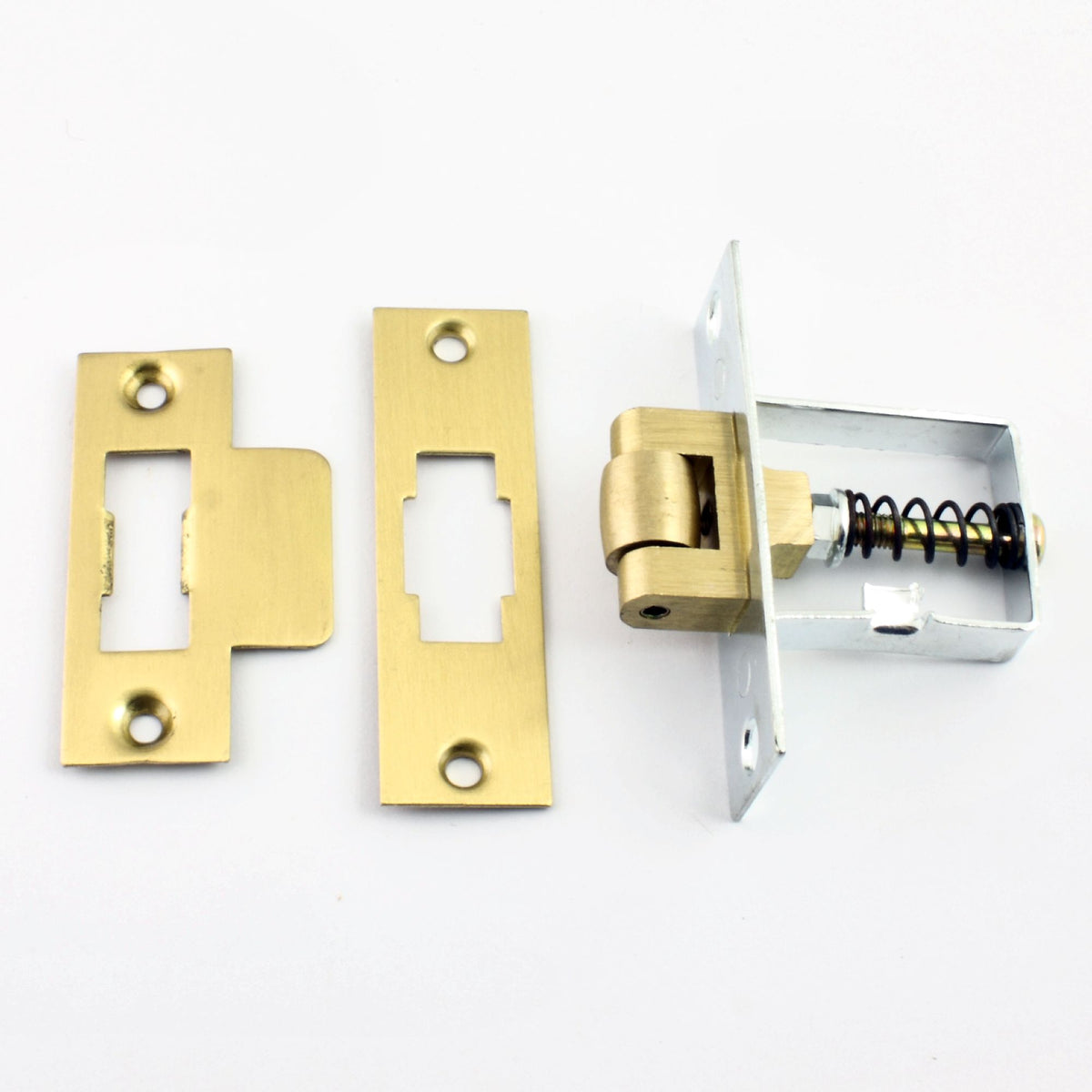 Heavy Duty Adjustable Roller Ball Catch - Brass Forend With Brass Wheel