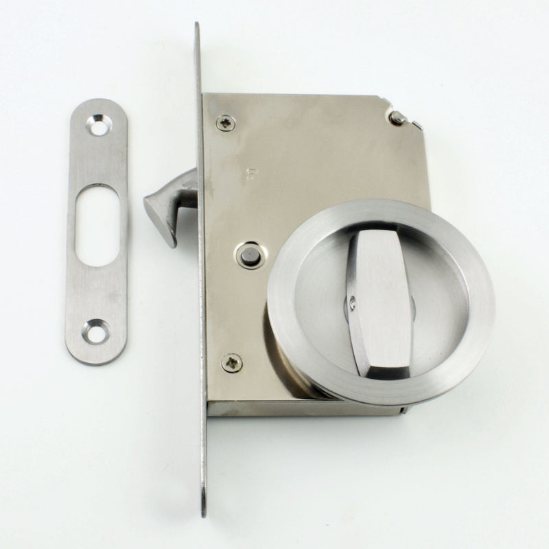 Bathroom Hook Lock For Sliding Pocket Doors - With Turn And Release  - Satin Stainless Steel - G Johns & Sons Ltd - Architectural Ironmongery
