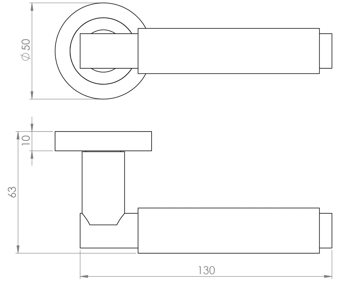 Knurled Design Lever Door Handles With Round Rose - Diagram