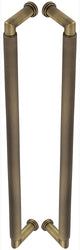 Rounded Back To Back Pull Handle With Rounded Knurled Grip - 448mm Length (425mm Centres) - Antique Brass (Lacquered) - Suitable For Use With FD30 / FD60 Fire Doors