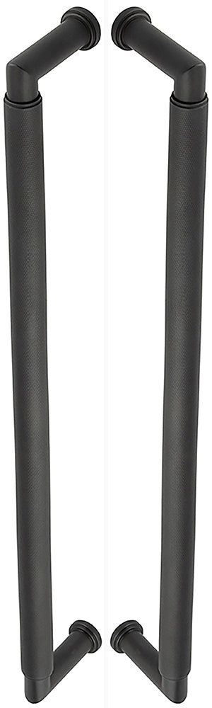 Rounded Back To Back Pull Handle With Rounded Knurled Grip - 448mm Length (425mm Centres) - Dark Bronze - Suitable For Use With FD30 / FD60 Fire Doors