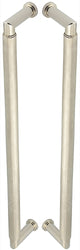 Rounded Back To Back Pull Handle With Rounded Knurled Grip - 448mm Length (425mm Centres) - Polished Nickel - Suitable For Use With FD30 / FD60 Fire Doors