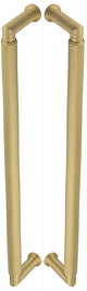 Rounded Back To Back Pull Handle With Rounded Knurled Grip - 448mm Length (425mm Centres) - Satin Brass (Lacquered) - Suitable For Use With FD30 / FD60 Fire Doors