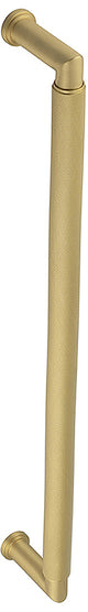 Rounded Face Fixed Pull Handle With Rounded Knurled Grip - 448mm Length (425mm Centres) - Satin Brass (Lacquered) - Suitable For Use With FD30 / FD60 Fire Doors