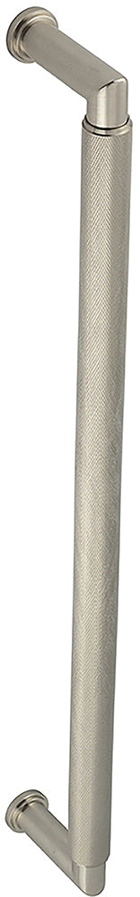Rounded Bolt Through Pull Handle With Rounded Knurled Grip - 448mm Length (425mm Centres) - Satin Nickel - Suitable For Use With FD30 / FD60 Fire Doors