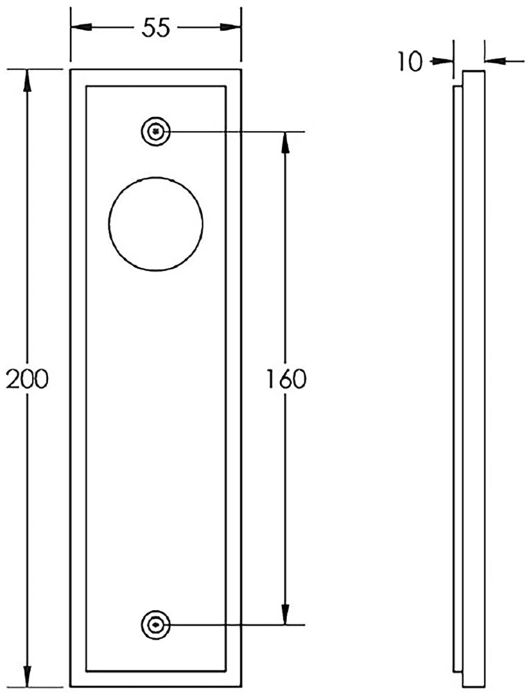 Knurled Pattern Lever Handle On A Large Rectangular Backplate - Diagram