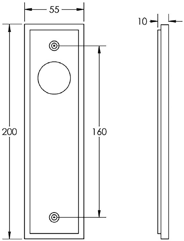 Classic Pattern Lever Handle With Ring Detail On A Large Rectangular Backplate - Diagram