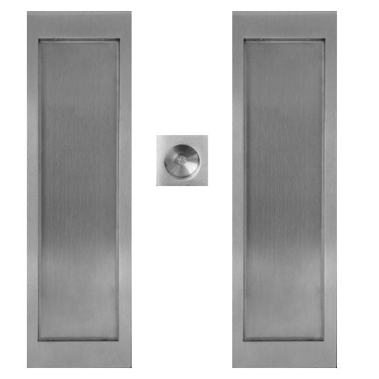Large Rectangular Shape Inset Design Flush Pull Handle Set For Sliding Pocket Doors - 210mm x 63mm - Satin Stainless Steel