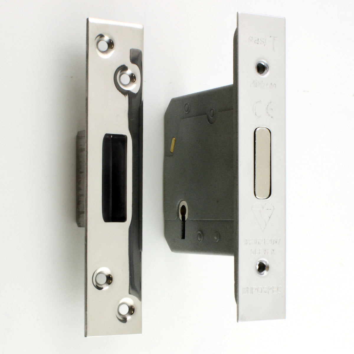 BS Rated - 5 Lever British Standard Kite Marked Mortice Dead Lock - Polished Stainless Steel - (Shiny Finish)