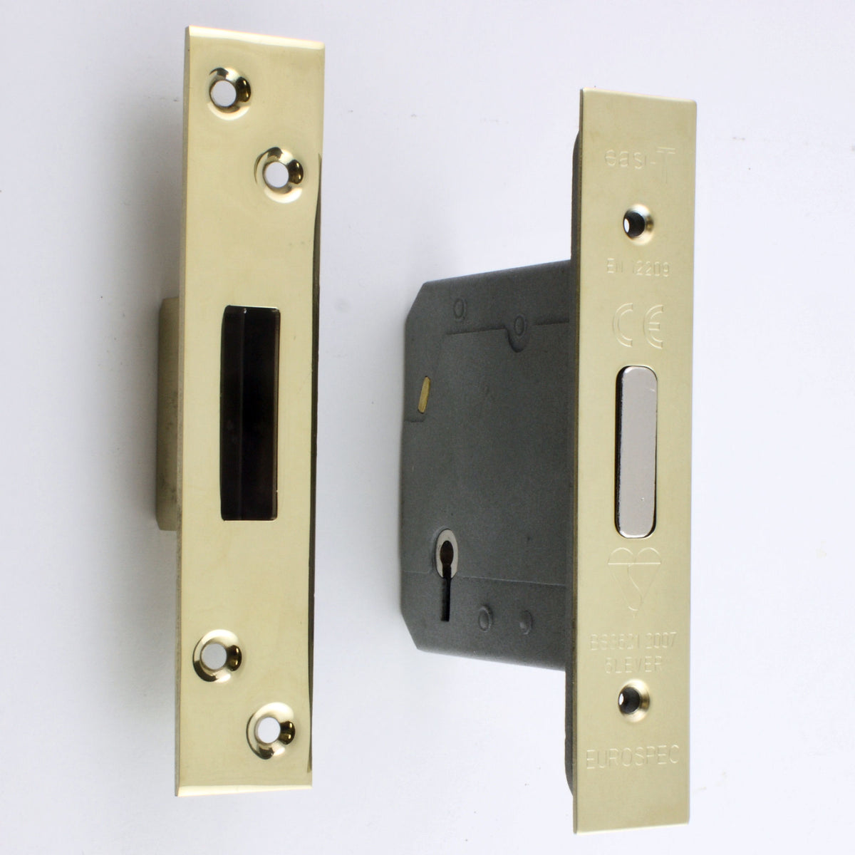 BS Rated - 5 Lever British Standard Kite Marked Mortice Dead Lock - PVD Brass