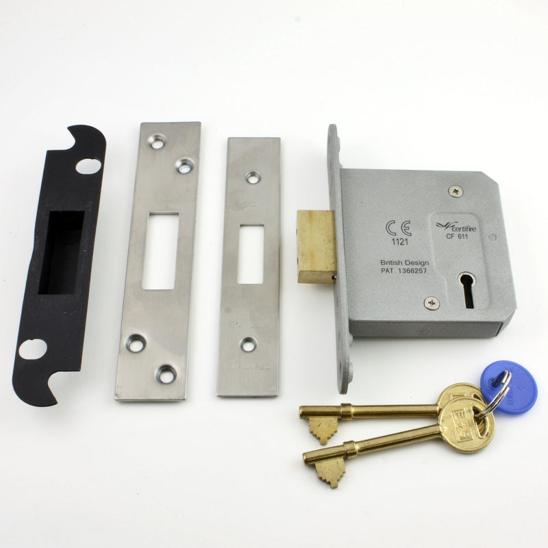 Architectural Quality 3 Lever Mortice Dead Lock - Satin (Brushed) Stainless Steel