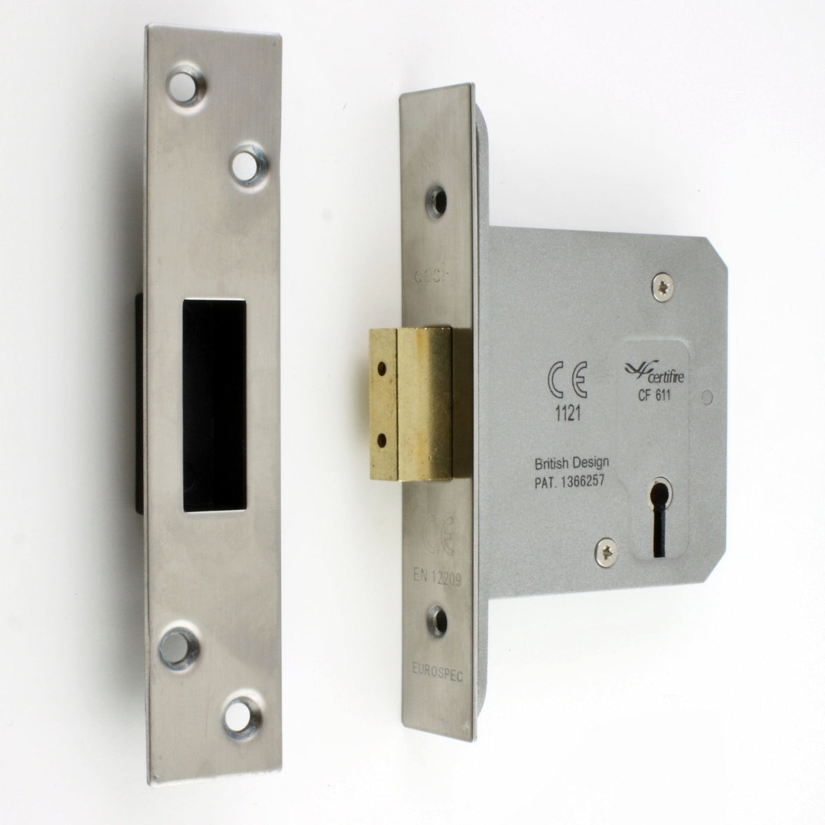 Architectural Quality 3 Lever Mortice Dead Lock - Satin (Brushed) Stainless Steel