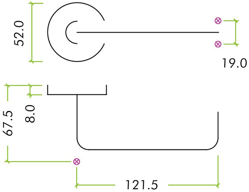 Lift Handle To Lock - Accessible Roller Lock & Handle Set For Disabled WC Toilets - Diagram