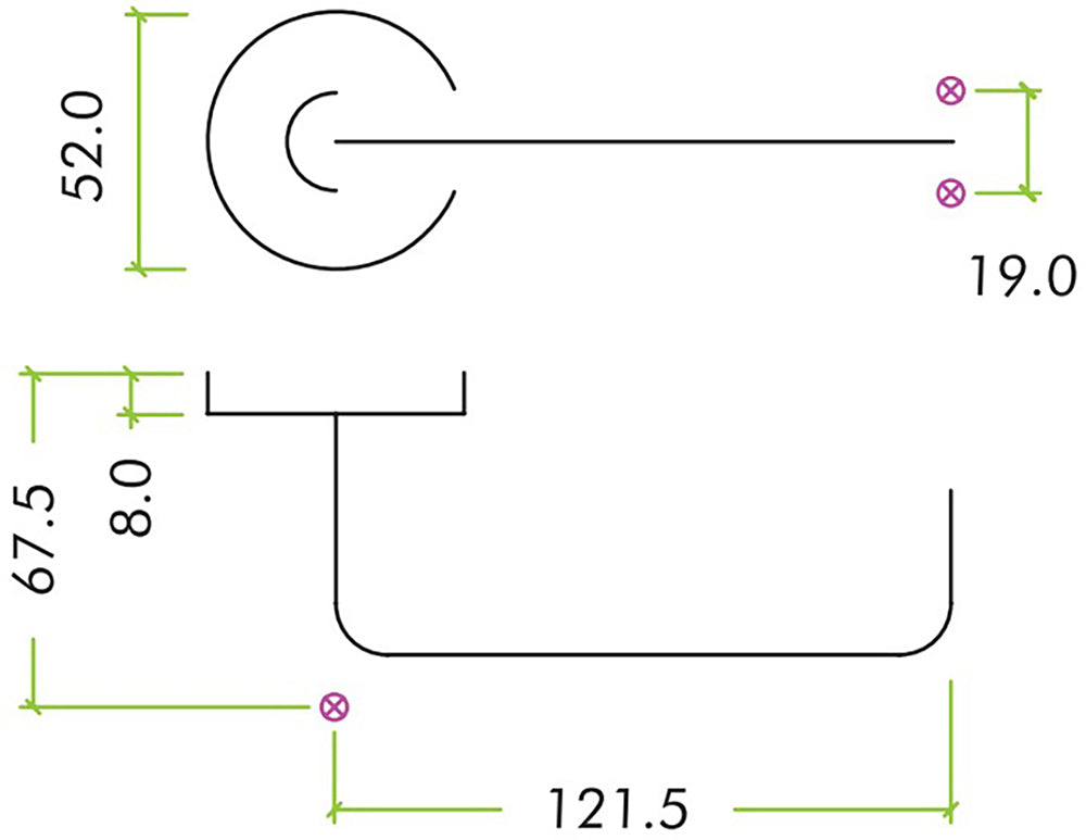 Lift Handle To Lock - Accessible Roller Lock & Handle Set For Disabled WC Toilets - Diagram