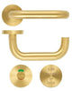 Lift Handle To Lock - Accessible Roller Lock & Handle Set For Disabled WC Toilets - PVD Satin Brass Plated