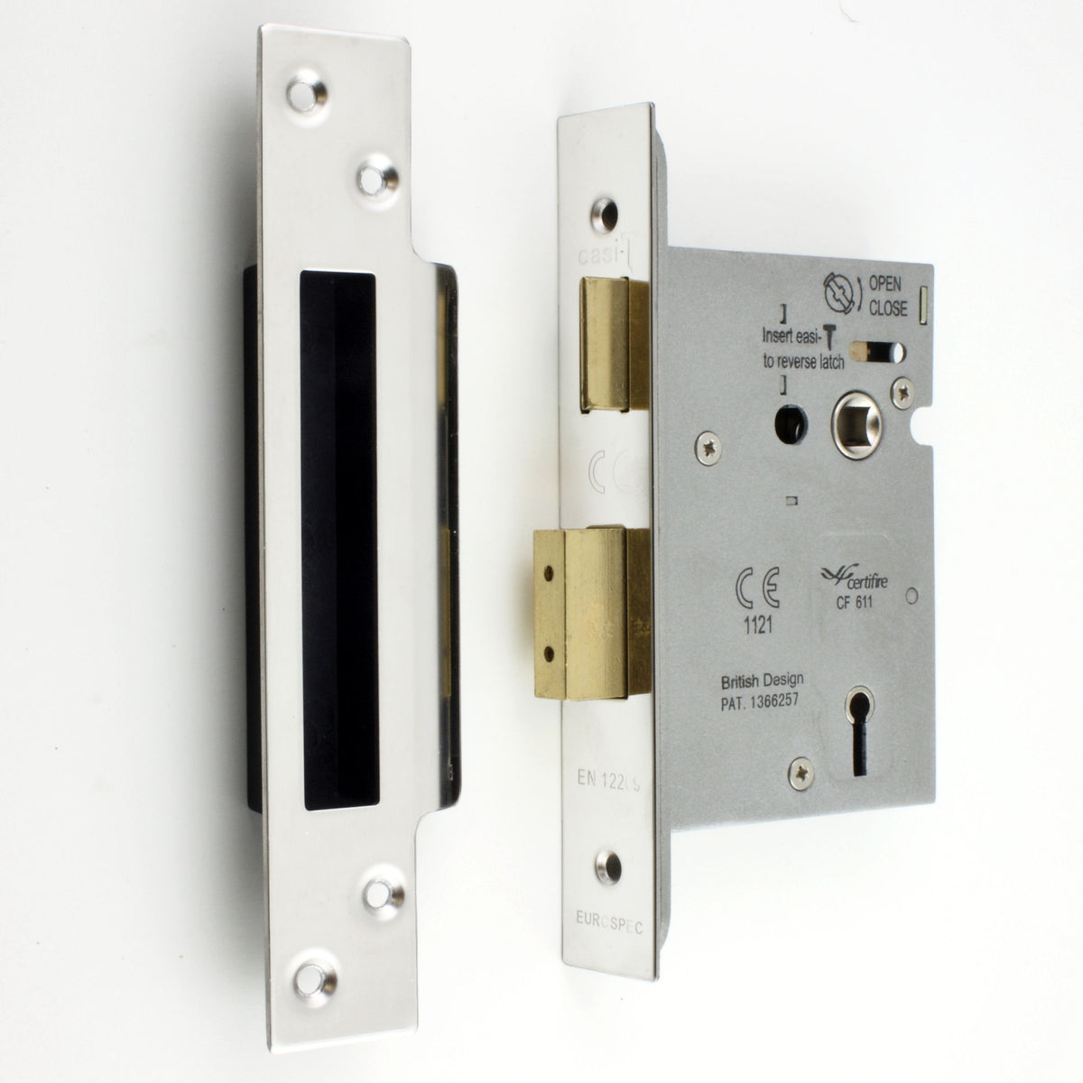 3 Lever Architectural Quality Mortice Sash Lock - Polished (Shiny) Stainless Steel