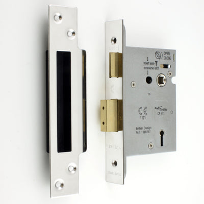 3 Lever Architectural Quality Mortice Sash Lock - CE / UKCA Marked - Fire Rated - Certifire Approved - Polished Stainless Steel