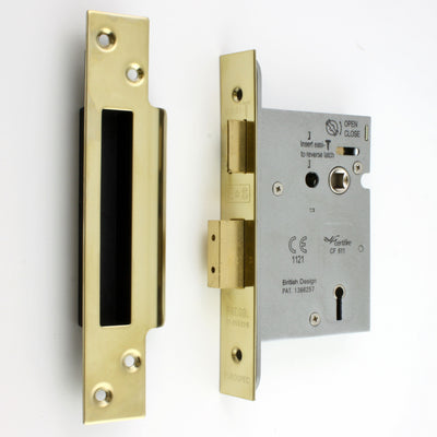 3 Lever Architectural Quality Mortice Sash Lock - CE / UKCA Marked - Fire Rated - Certifire Approved - Polished Brass PVD Plated
