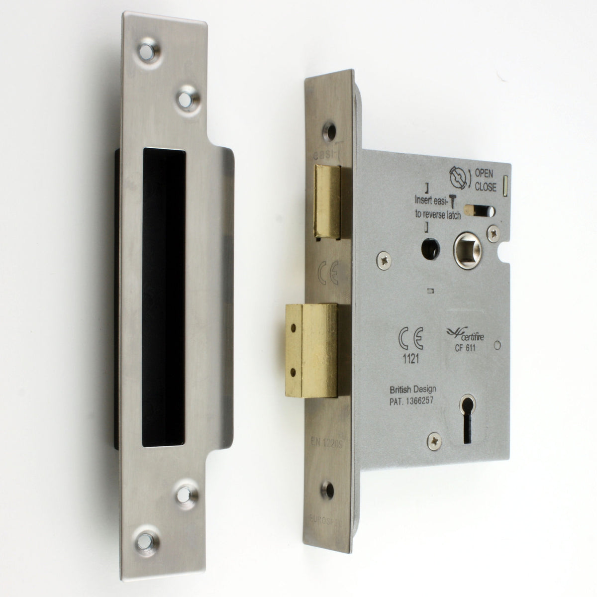 3 Lever Architectural Quality Mortice Sash Lock - Satin (Brushed) Stainless Steel