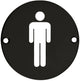 Male Symbol - Circular Screw Fix Sign - Matt Black