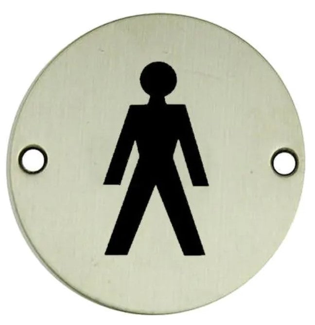 Male symbol sign - satin stainless steel