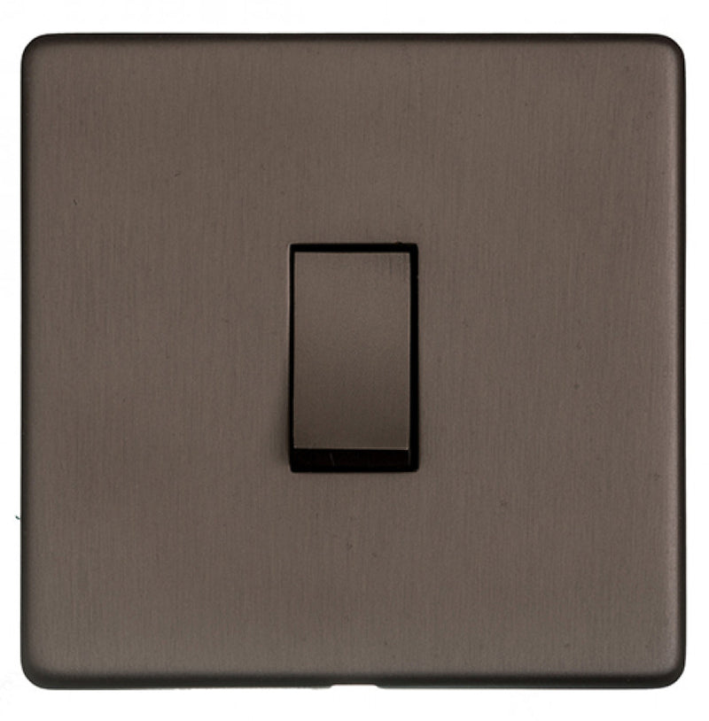 Studio Concealed Fix Plate Light Switch & Socket Range - Flat Screwless Plate With Rounded Edges - Matt Bronze