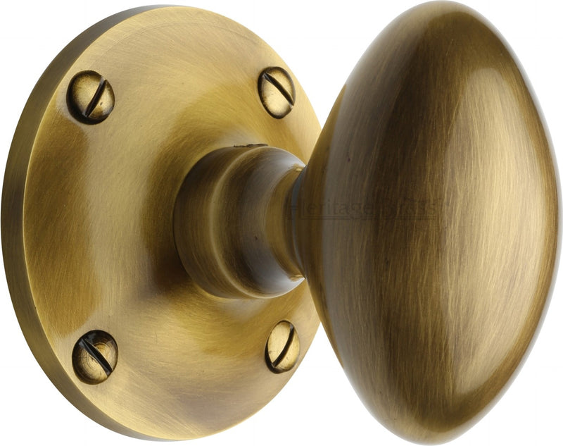 Mayfair Oval Mortice Knobs - Antique Brass