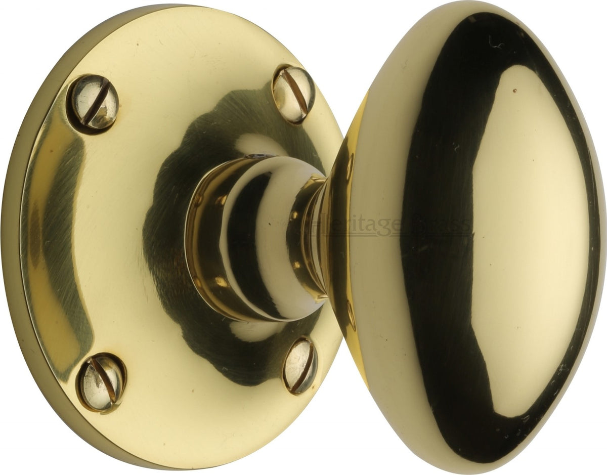 Mayfair Oval Mortice Knobs - Polished Brass